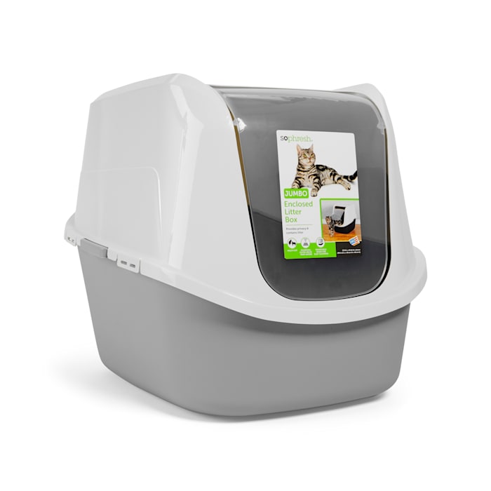 So Phresh Jumbo Enclosed Cat Litter Box, Grey photo 2