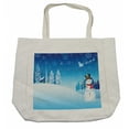thumbnail image 1 of Christmas Shopping Bag, Snowman on the Christmas Eve Santa's Sleigh in the Starry Sky Fantasy Art, Eco-Friendly Reusable Bag for Groceries Beach and More, 15.5" X 14.5", Cream, by Ambesonne, 1 of 2