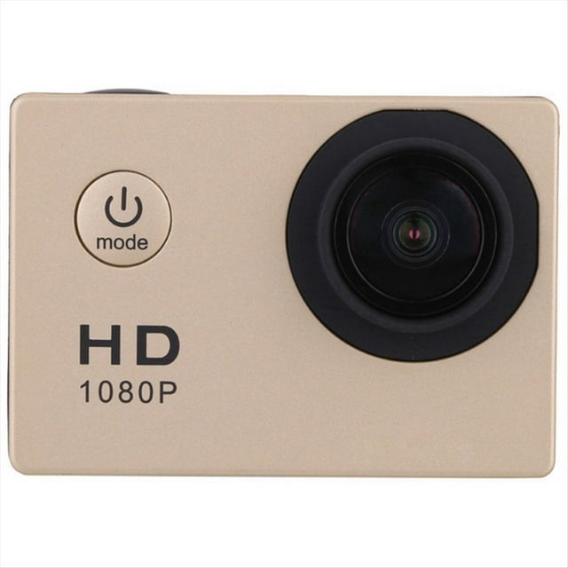Cámara de Acción HD de 1080P con Pantalla LCD, Resistente Al Agua Hasta 30 M, para Deportes de Bicicleta, Motocicleta, Esquí y Buceo, Color Dorado