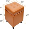 H&B Luxuries Tufted Leather Square Flip Top Storage Ottoman Cube Foot