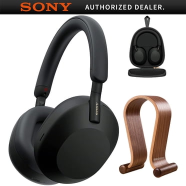 Sony WH-1000XM5 Wireless Industry Leading Noise Canceling Headphones, Black Bundle with Deco Gear Wood Headphone Display Stand and Protective Travel Carry Case (Open-Box)