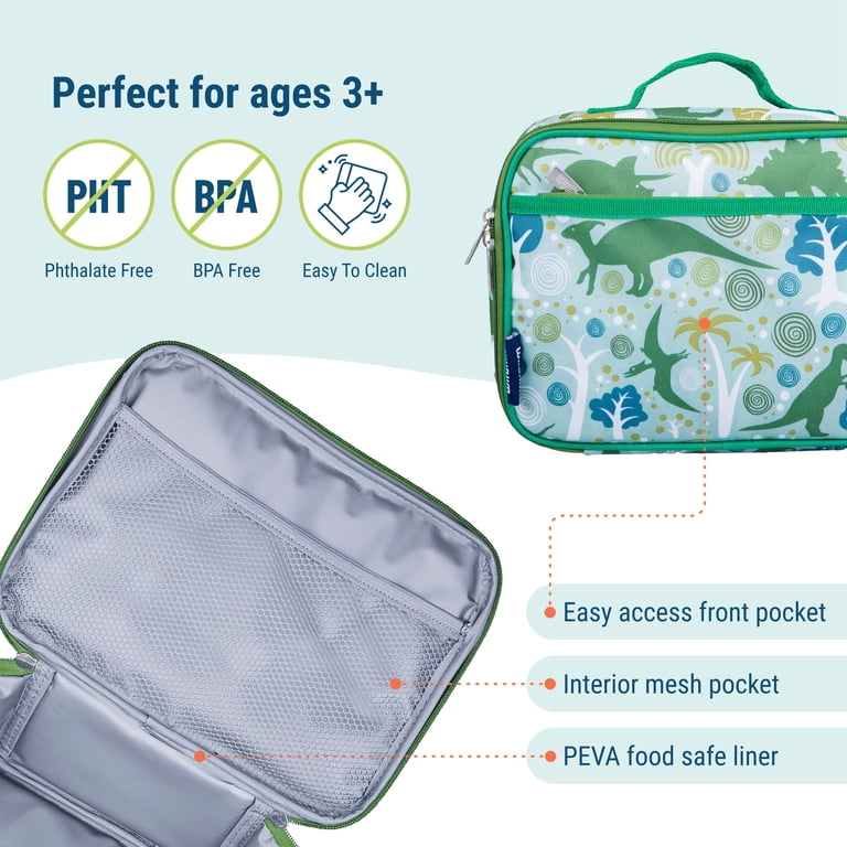 Wildkin Bento Box Bambini 4 Scomparti A Prova Di Perdite – Lunchbox Con Dinosauri Per Scuola E Viaggi