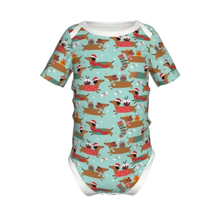 

Yiaed Dachshund Christmas Play Print Infant Climbing Short Sleeve Onesie One-Piece Baby Bodysuit Clothes 0-12 Months -12 Months