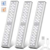Meromore Under Cabinet Lights,46 LED Rechargeable Battery Operated Motion Sensor Light Indoor, 3 Pack Magnetic Dimmable Closet Lights, Wireless Under Counter Lights for Kitchen, Stairs