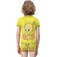 thumbnail image 3 of Looney Tunes Tweety Boys 2-Piece Swimsuit Set, Short Sleeve Rash Guard & Swim Trunks, 3 of 7
