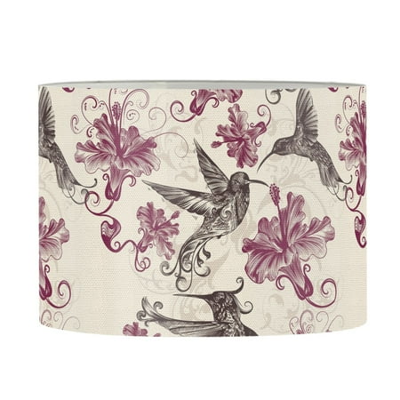 

Xoenoiee Hummingbird Hibiscus Blossoms Drum Lampshades for Table Lamp Floor Pendant Light Cylinder Lamp Shade for Bedroom Office Modern Home Decoration Small