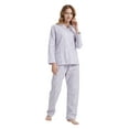 thumbnail image 2 of GLOBAL Women 100% Cotton Pajama Set Long Sleeve Pjs Button Down Comfy Nightwear, 2 of 5