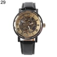 thumbnail image 2 of Ayyufe Classic Men's Faux Leather Skeleton Hand-Wind Mechanical Sports Army Wrist Watch, 2 of 7