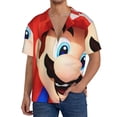 thumbnail image 7 of Lsque Mario print Men's Cuban Collar Short Sleeve Shirt Summer Beachwear Casual Button Down Fashionable Vacation Leisure Shirt-Small, 7 of 7