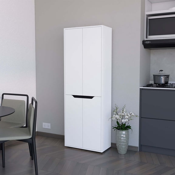 FM FURNITURE Keyser Multistorage Kitchen Pantry with 5 Shelves and 4 Doors