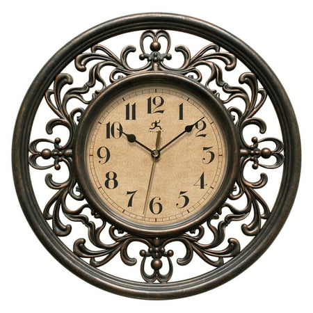 12&#34; Sofia Wall Clock Brown - Infinity Instruments: Modern Analog Indoor Timepiece for Living Room, Kitchen