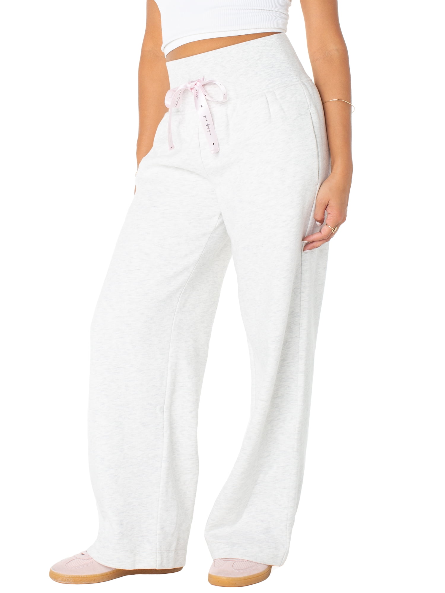 Celebrity Pink Women's Satin Tie Wide Leg Sweatpants, Sizes XS-XXXL