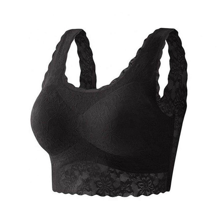 Buy Breathable Seamless Thin Mold Cup Wrap Floral Lace Design Bra - Black, Fashion