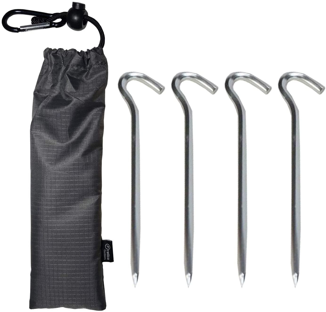 Pratico Outdoors Aluminum Stakes for Tents and Blankets, 4 Pack