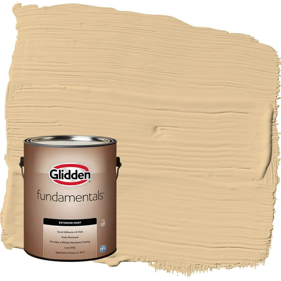 Glidden Fundamentals Faint Fawn / Yellow Flat Exterior Paint, 1 Gallon
