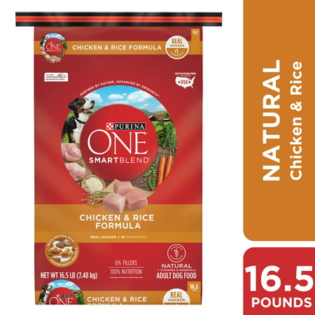 Purina ONE Natural Dry Dog Food, SmartBlend Chicken & Rice Formula - 16.5 lb. (Best Dog Food For Anal Glands)