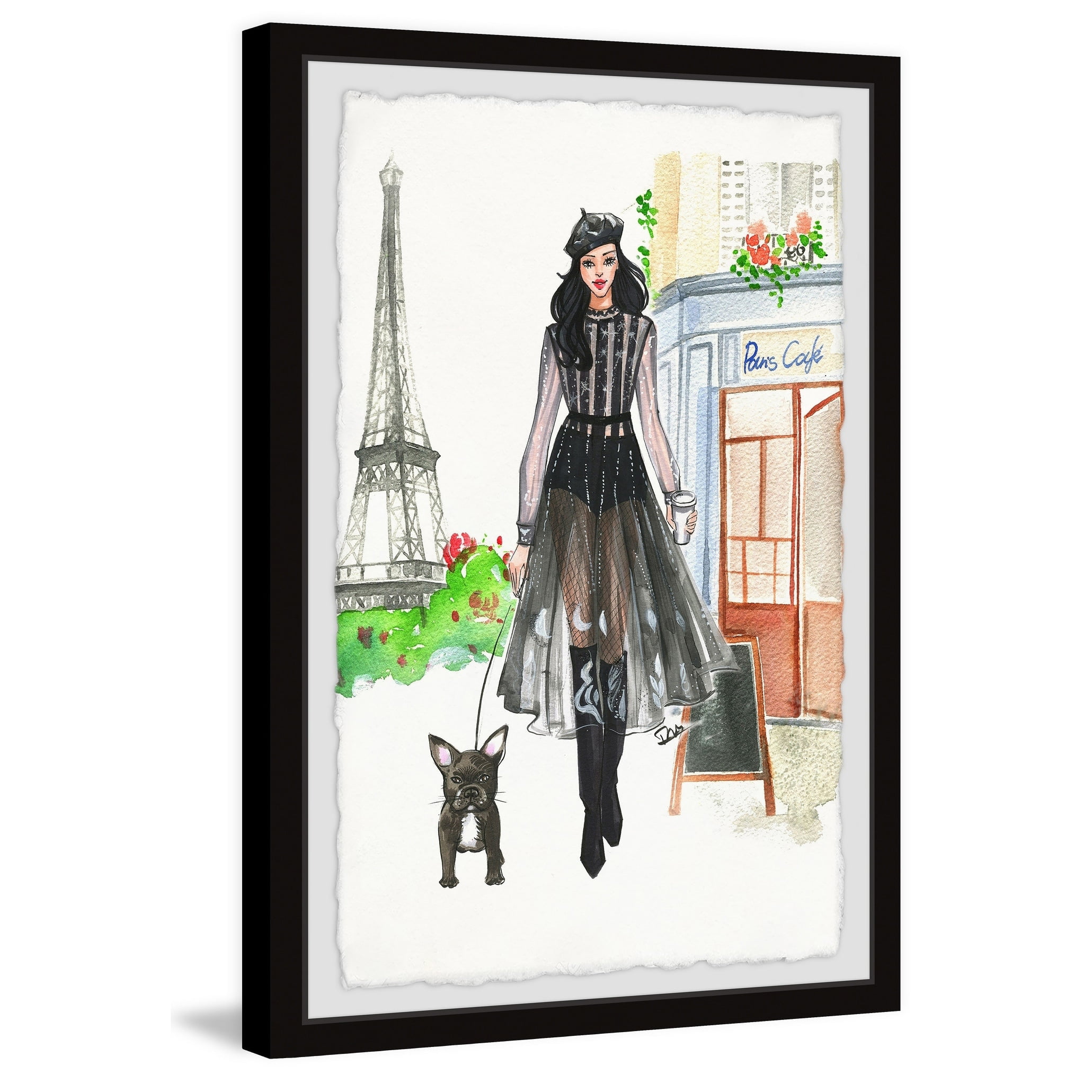 MARMONT HILL - Handmade Bonjour Paris Framed Print 12 x 18