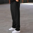 thumbnail image 4 of Dresfit Baggy Sweatpants Men Wide Leg Pants Straight Leg Solid Travel Pant Spring Summer Drawstring Cotton Lightweight Lounge Trouser Black XL, 4 of 5