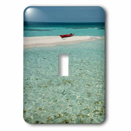 3dRose Belize, Belize City, Goffs Caye. Red kayak on white sand beach., Double Toggle