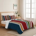 thumbnail image 5 of Quilts Twin XL Size Bedding Set, Red Green Striped Lightweight Quilted Comforter, Farmhouse Vintage Minimalist Stripe Soft Reversible Bedspread Coverlet with Pillow Covers for All Season, 68" x 98", 5 of 9