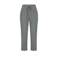 thumbnail image 5 of Capri Pants for Women 2026 Summer Elastic Waist Drawstring Straight Leg Casual Cropped Cotton Linen Pants with Pockets, 5 of 6