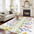 thumbnail image 3 of Blue Pink Spring Floral 8'x10' Area Rug for Living Room, Elegant Pastoral Flowers Washable Non-Slip Large Carpet for Bedroom Dining Room, Non-Shedding Soft Accent Rug for Kitchen, 3 of 9