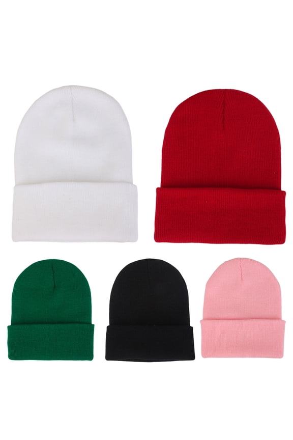 Beanie Elastic Warm Woolen Yarn Roll up Edge Skull Cap for Spring