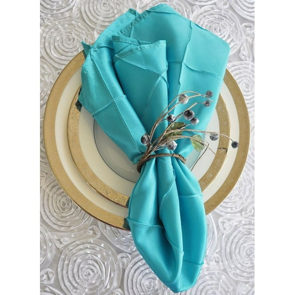Wedding Linens Inc. 10 pcs 20"x 20" Premium Pintuck Taffeta Table Linen Napkins for Party Wedding Reception Catering Dining Home Restaurants - Pool Blue