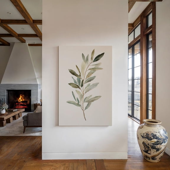 Elegant Watercolor Style Olive Branch Minimalist Botanical Art Greenery Wall Decor Hand Painted Nature Print Modern Home Art Neutral Decor Wall Art Modern Wall Decor