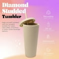 thumbnail image 3 of Casewin 24 Oz Studded Matte Black Tumbler with Lid and Straw - Reusable Plastic Cold Drink Cup, 3 of 6