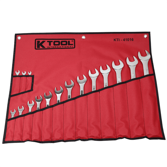 K Tool International 41016 Combination Wrench Set Chrome Plated Heat Treated