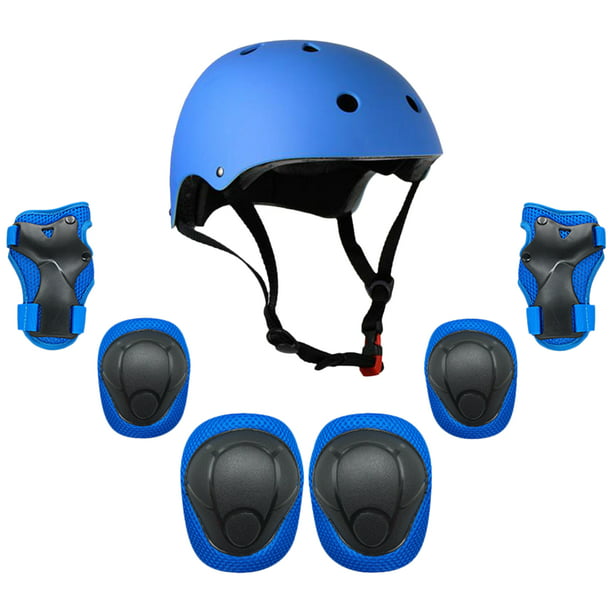 Kids 7 in 1 Helmet and Pads Set Adjustable Kids Knee Pads Elbow Pads ...