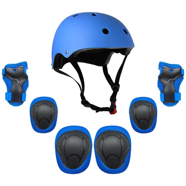 Kids 7 in 1 Helmet and Pads Set Adjustable Kids Knee Pads Elbow Pads