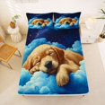 thumbnail image 5 of Homewish Cartoon Golden Retriever Queen Sheets,Cute Pet Dog Queen Sheet Sets,White Cloud Decor,4pcs,1 Flat Sheet, 1 Fitted Sheet and 2 Pillowcases, 5 of 6