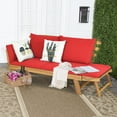 thumbnail image 1 of Costway Patio Convertible Sofa Daybed Solid Wood Adjustable Furniture Thick Cushion Red, 1 of 10