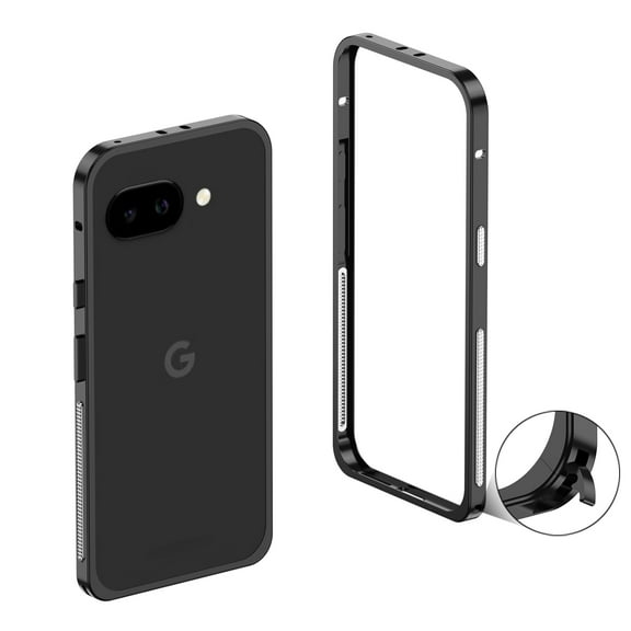 Dteck Bumper Case for Google Pixel 9A, Ultra-Thin Metal Frame Case Shockproof Heat Dissipation Bumper for Google Pixel 9A,Black