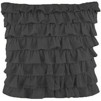 Amay 2-PC Ultra Soft Multi Ruffle Pillow sham 800 Thread Count Organic Cotton Dark Grey Solid, Big Euro 28"x28"