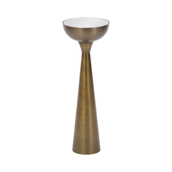 Kate and Laurel Chandon Mid-Century Sophisticated Drink Table, 8 x 8 x 23, Antique Brass, Glam Sculptural Plant Pedestal Table with Unique Mirrored Tabletop and Antique Metallic Finish