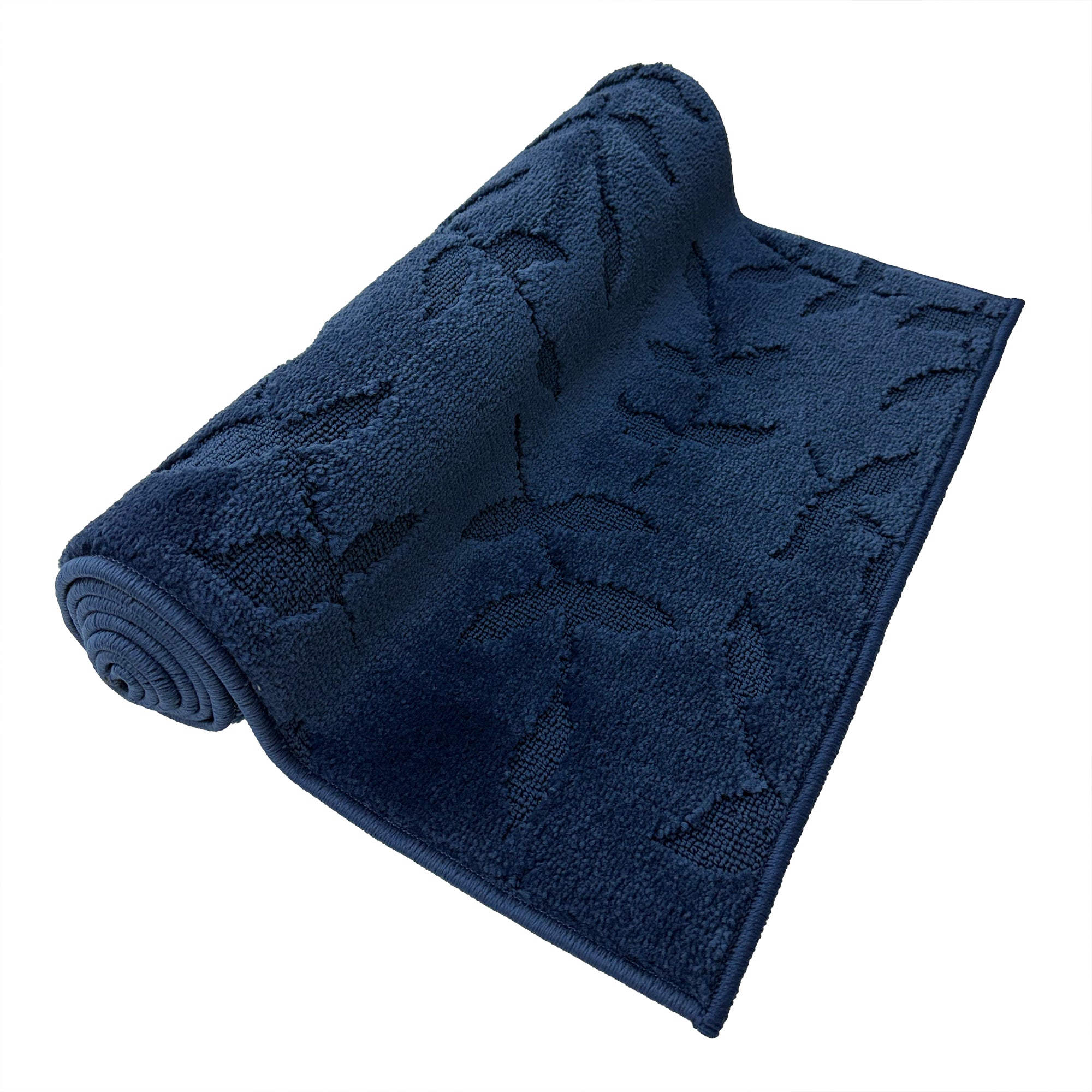 Custom Size Anti-Slip Washable Soft Pile Leaves Navy Carpet Runner Rugs ( 18' x 26")