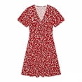 thumbnail image 5 of Tqcoqu Women's Summer Dresses V-Neck Wrap Casual Dress Short Sleeve Floral Party Dresses,Red,Women's S-XL, 5 of 5