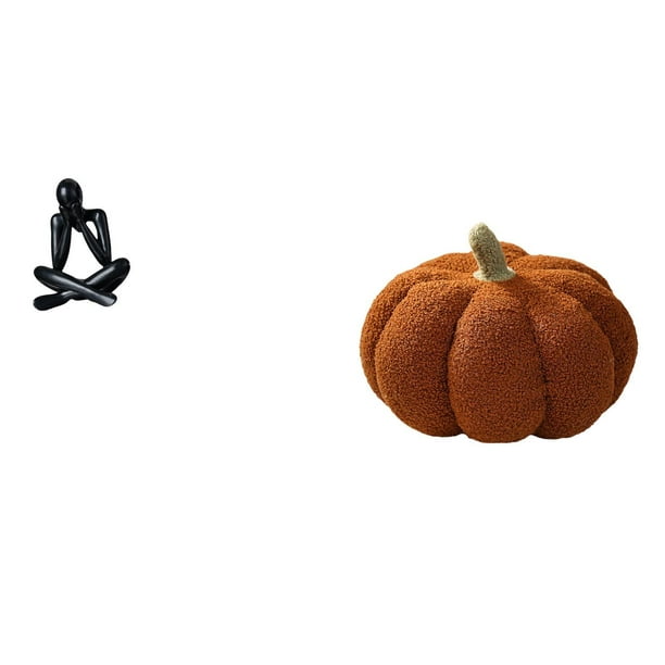 Escultura Abstracta Moderna Y Almohada De Peluche De Calabaza, Adorno Coleccionable Decorativo Para Sala De Estar, Dormitorio, Sofá, Estantería, Decoración Del Hogar.