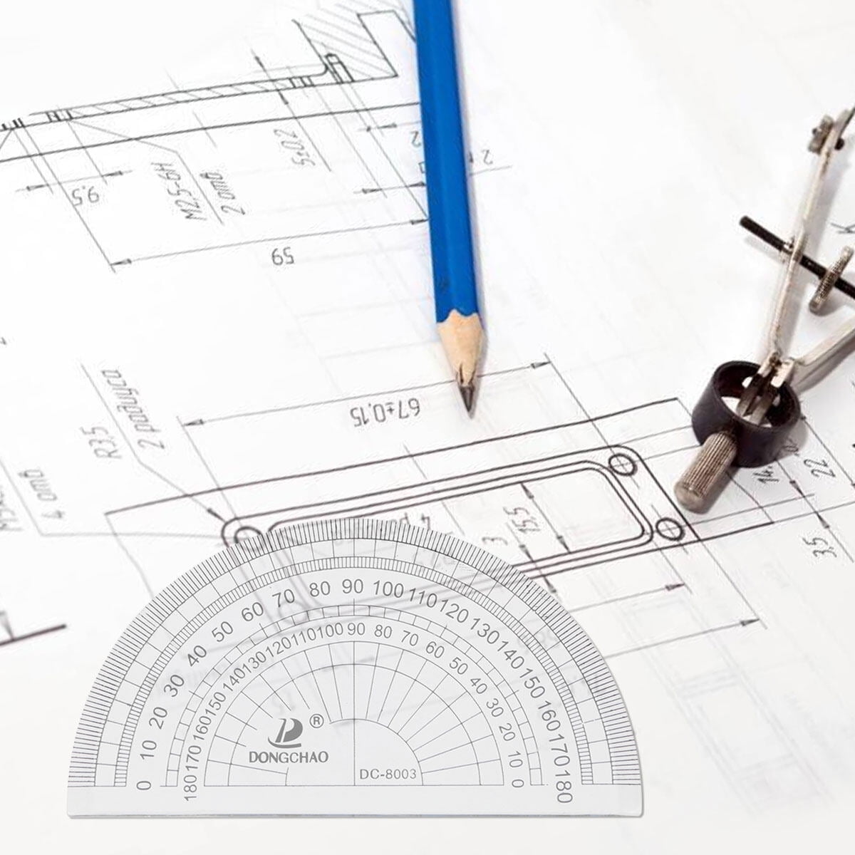 3 Pieces Straight Rater Protractor Ruler Metal Student