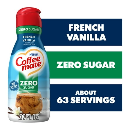 Coffee mate French Vanilla Flavored Coffee Creamer, Zero Sugar, Gluten-Free, 63 Servings 32 fl oz