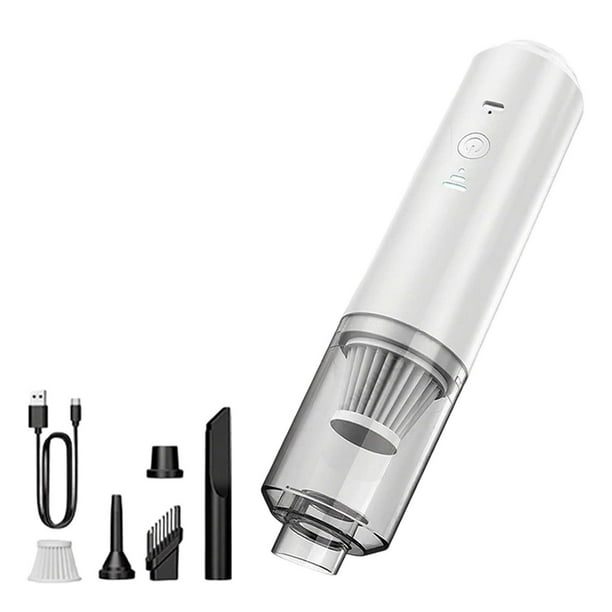 Aspiradora de coche 5500Pa - Mini aspiradora inalámbrica portátil de alta potencia para coche y hogar - Motor de 45W con filtro lavable y accesorios - Negro o blanco