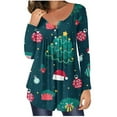 thumbnail image 2 of Aloohaidyvio Christmas Tops,Womens Christmas Blouse Tops Casual Sleeve Open Button Round Neck Loose Shirt, 2 of 6