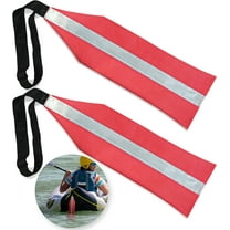 Anley Kayak Tow Red Safety Travel Flags with Reflective Strip - Warning Flag Oxford Safety Flag (Pack of 2)