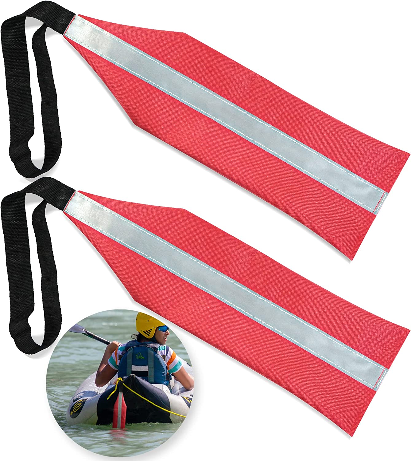 2 Drapeaux De Sécurité Rouge Pour Kayak, Canoë - Tissu Oxford Imperméable Avec Bande Réfléchissante, Accessoire Sécurité Nautique