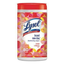 LYSOL® Brand Disinfecting Wipes, 7 x 7.25, Mango and Hibiscus, 80 Wipes/Canister, 6 Canisters/Carton (RAC97181)