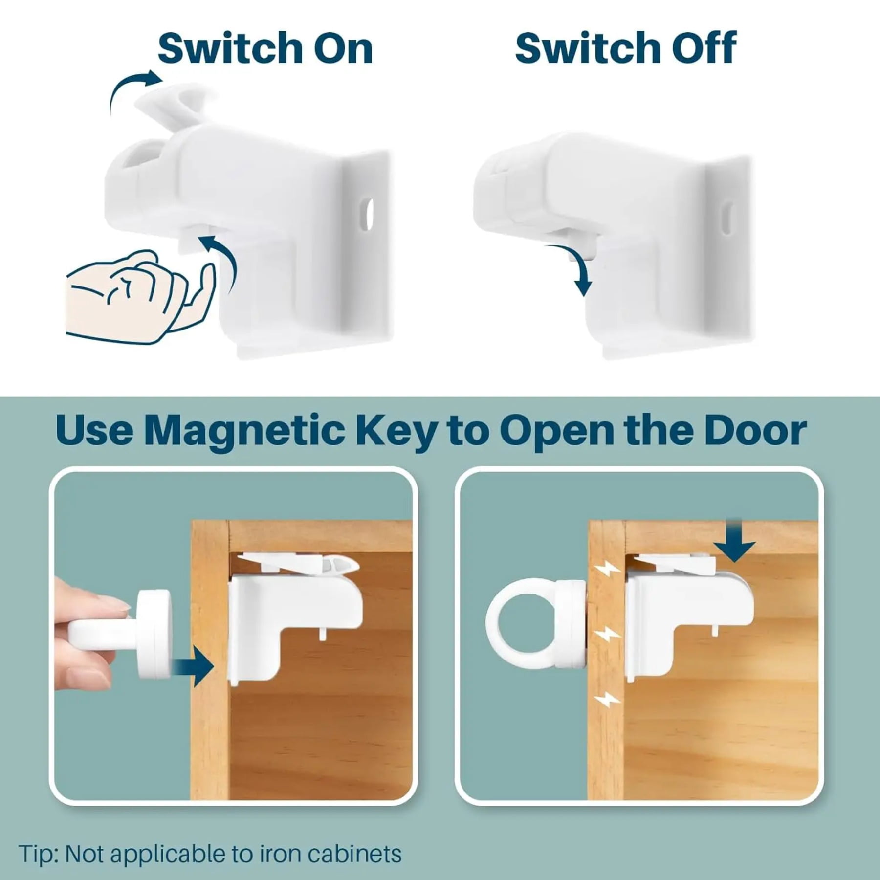 Child Proof Magnetic Cabinet Locks Baby Safety Locks for Fridge Drawers Invisible Design Hassle Free Installation