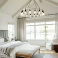 thumbnail image 5 of 16 Lights Modern Farmhouse Wagon Wheel Chandelier with Seeded Glass, Adjustable Rustic Pendant Light for Dining Room, Kitchen Island, Entryway, 5 of 8